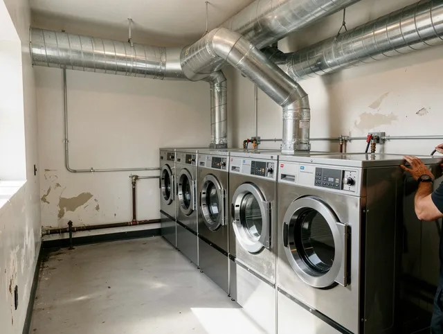 Stratford Dryer Vent Cleaning team performing large-scale commercial dryer vent cleaning in Stratford