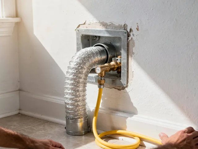 Stratford Dryer Vent Cleaning certified technician performing specialized gas dryer vent cleaning in Stratford